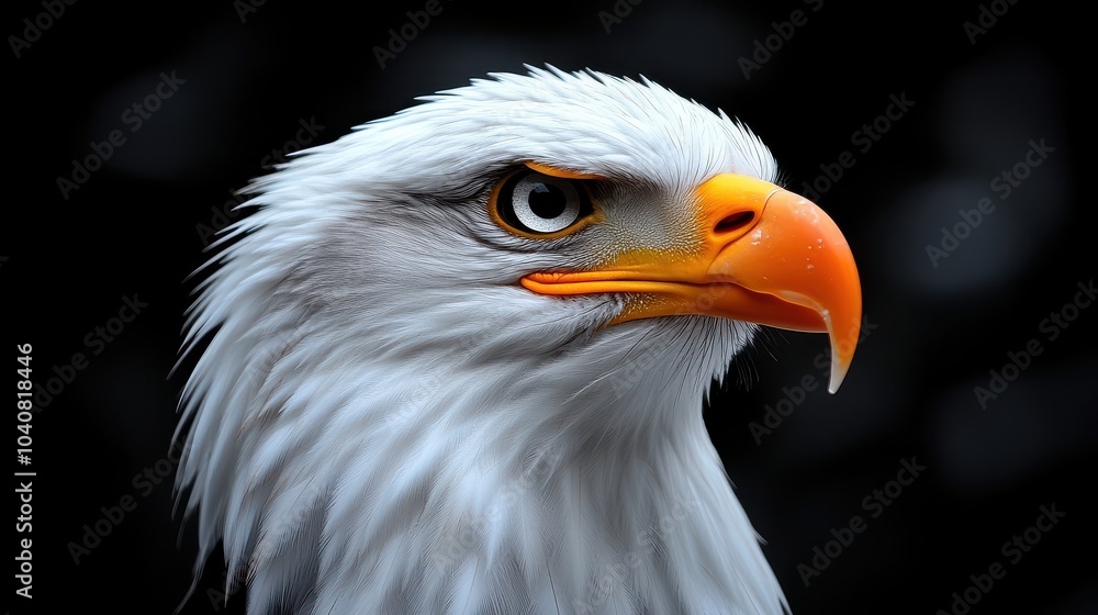 Side profile of a bald eagle with detailed feathers and beak Side profile of a bald eagle with detailed feathers and beak