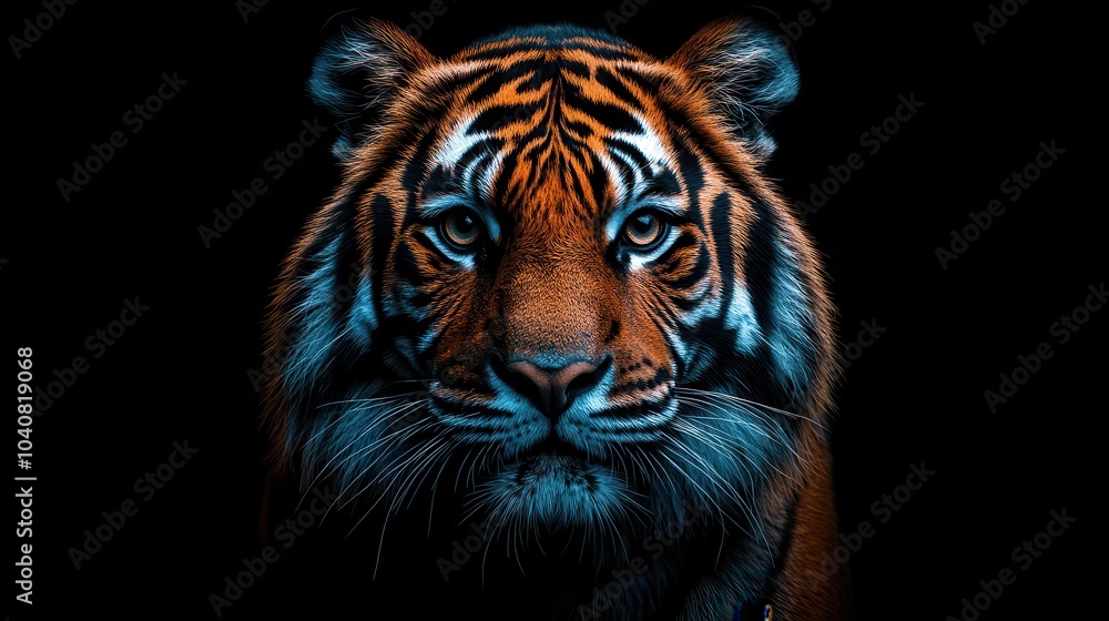 Fototapeta premium Intense Portrait of a Bengal Tiger Gazing Forward