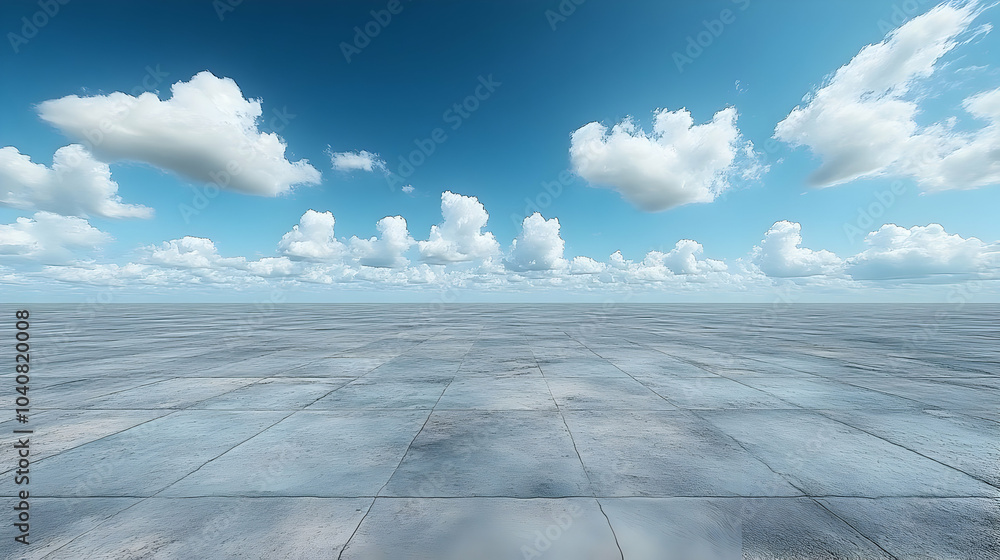 Stone Floor with Clouds Illustration Stone Floor with Clouds Illustration