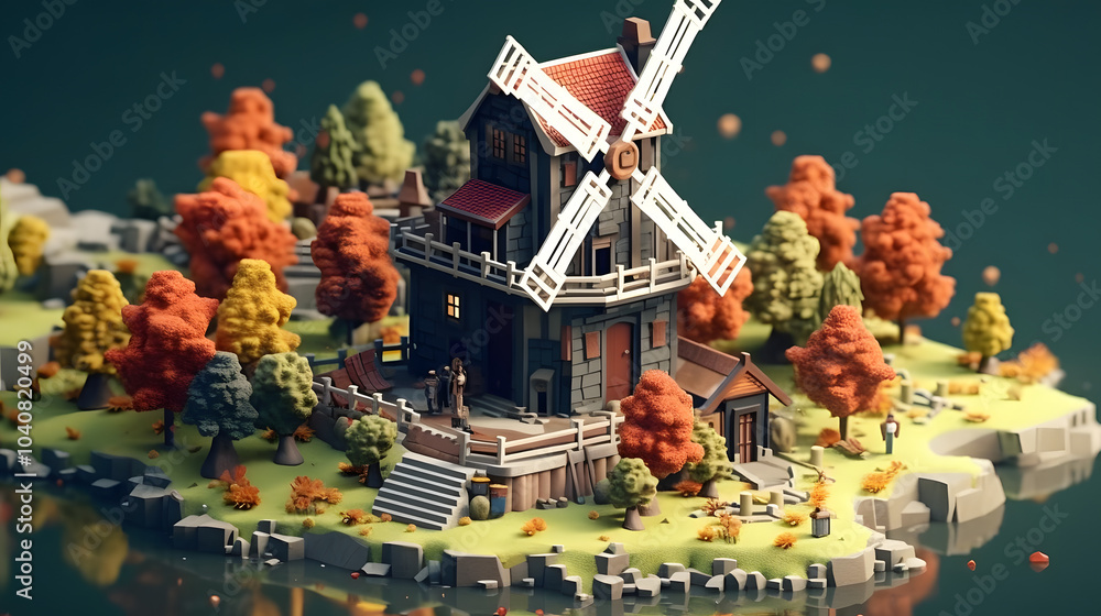 Mill landscape in games 3d Mill landscape in games 3d