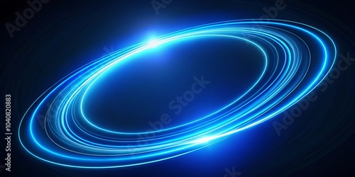A vibrant blue glow emanates from a spiraling circle of light, creating a dynamic and ethereal abstract design.