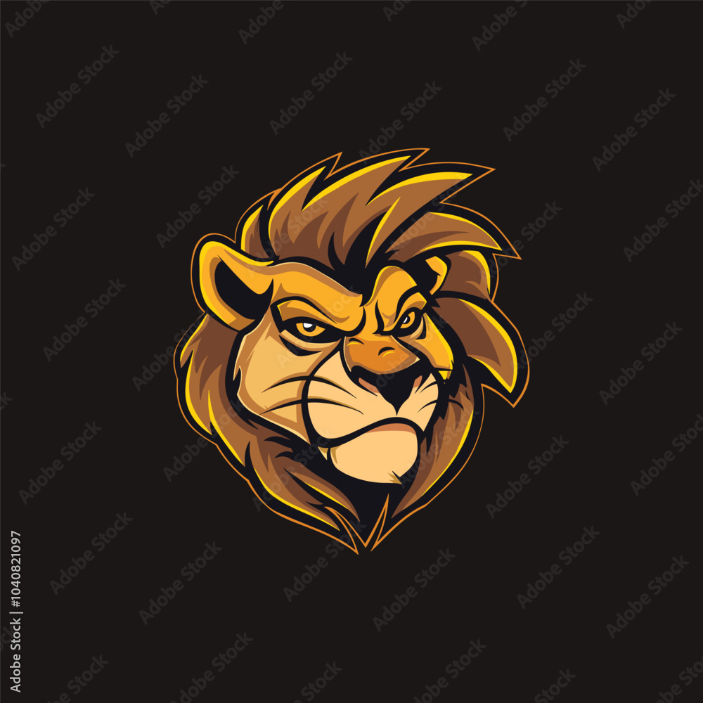 Obraz premium Character head lion logo icon flat vector illustration