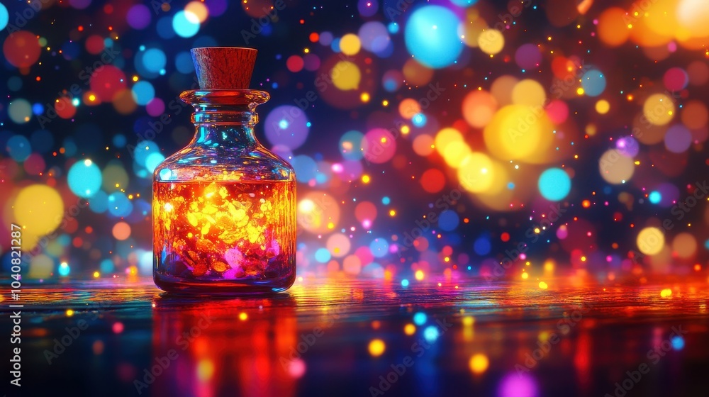 Colorful Fantasy Potion Bottle with Bubbles Colorful Fantasy Potion Bottle with Bubbles