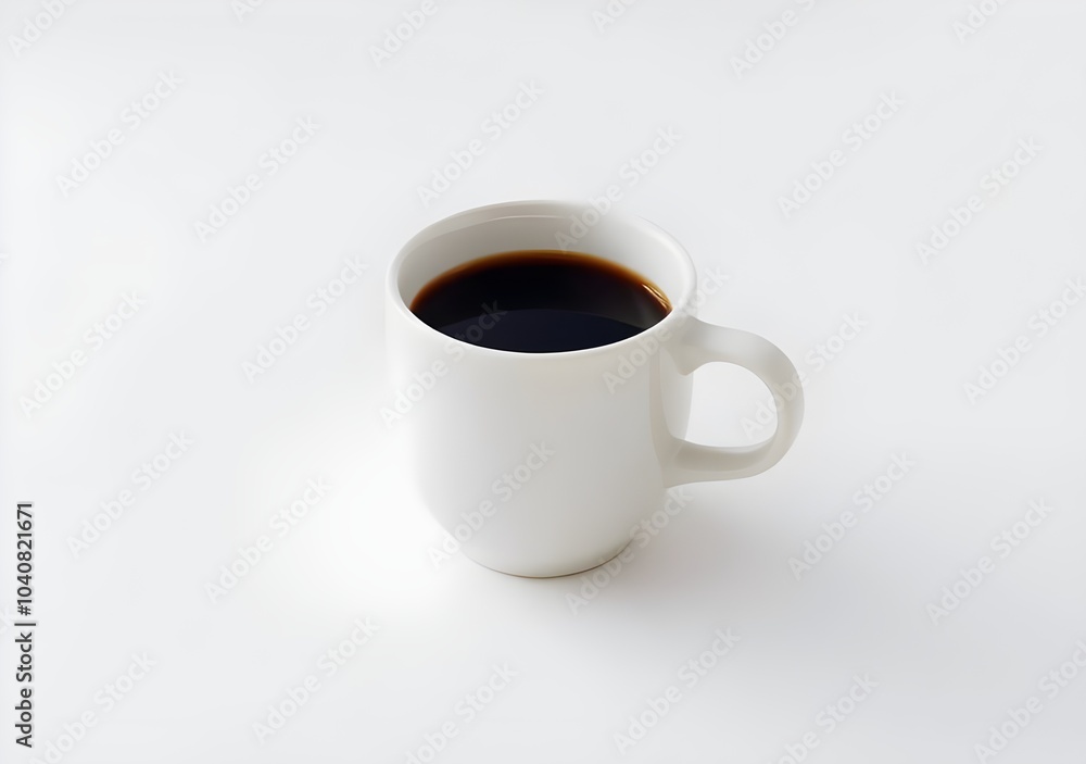 Freshly brewed espresso in a white cup, isolated on white background Freshly brewed espresso in a white cup, isolated on white background