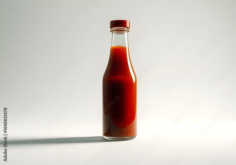 Bottle of ketchup with red cap, isolated on white background Bottle of ketchup with red cap, isolated on white background