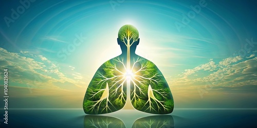 A silhouette of a human with a tree growing from its chest, a symbol of interconnectedness and life force, bathed in the radiant glow of a setting sun.