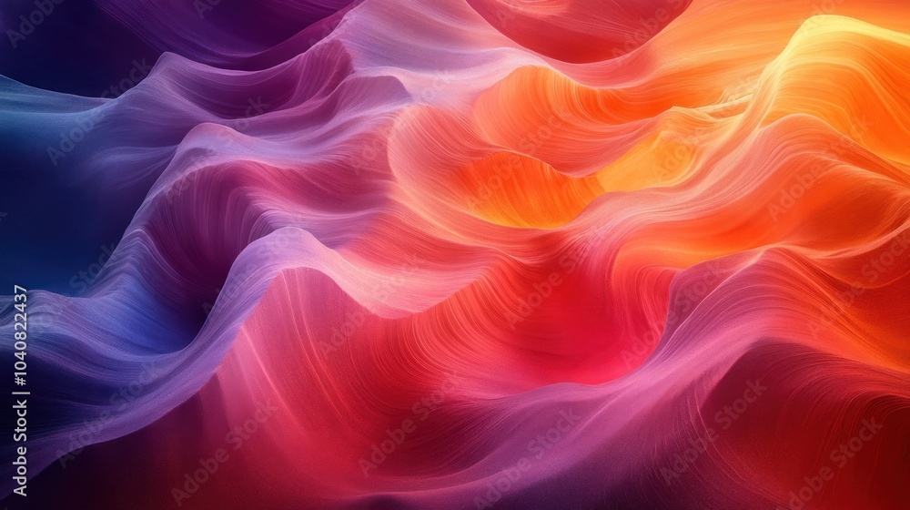 Obraz premium Vibrant abstract waves in warm colors creating a dynamic visual flow.