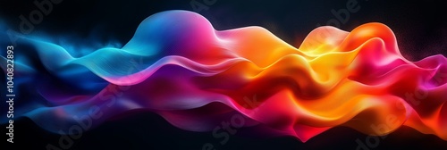 Abstract colorful wavy shapes on black background