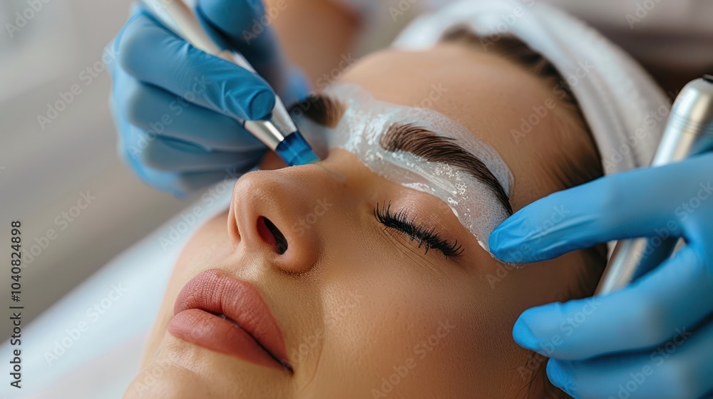 Hydrafacial Bliss: Closeup of Young Woman Receiving Beauty Spa Therapy Hydrafacial Bliss: Closeup of Young Woman Receiving Beauty Spa Therapy