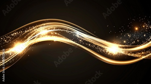 Radiant Abstract Artwork with Golden Diagonal Waves