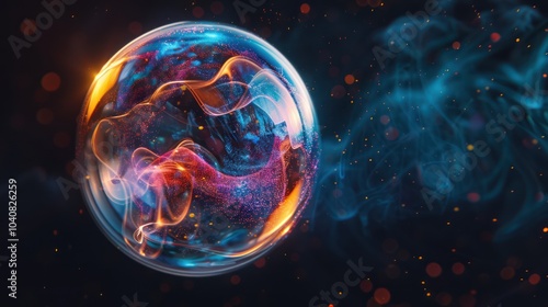 Colorful Bubble on Black Background - Abstract 3D Animation Loop