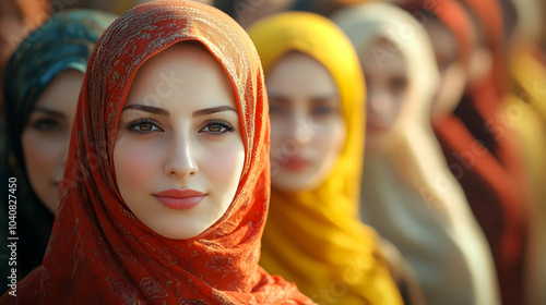 Portrait of Woman in Red Hijab -  Photo photo