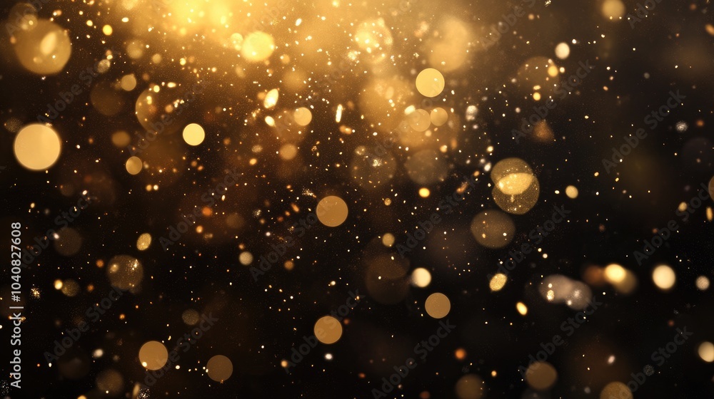 Golden Bokeh Lights with Confetti and Glimmer Effects Golden Bokeh Lights with Confetti and Glimmer Effects