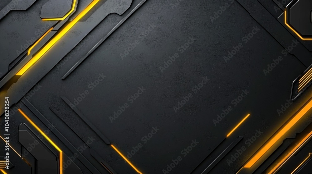 Naklejka premium Dark Tech Background with Sharp Glowing Elements