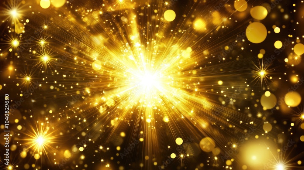 Dazzling Burst of Yellow Light and Stars Dazzling Burst of Yellow Light and Stars