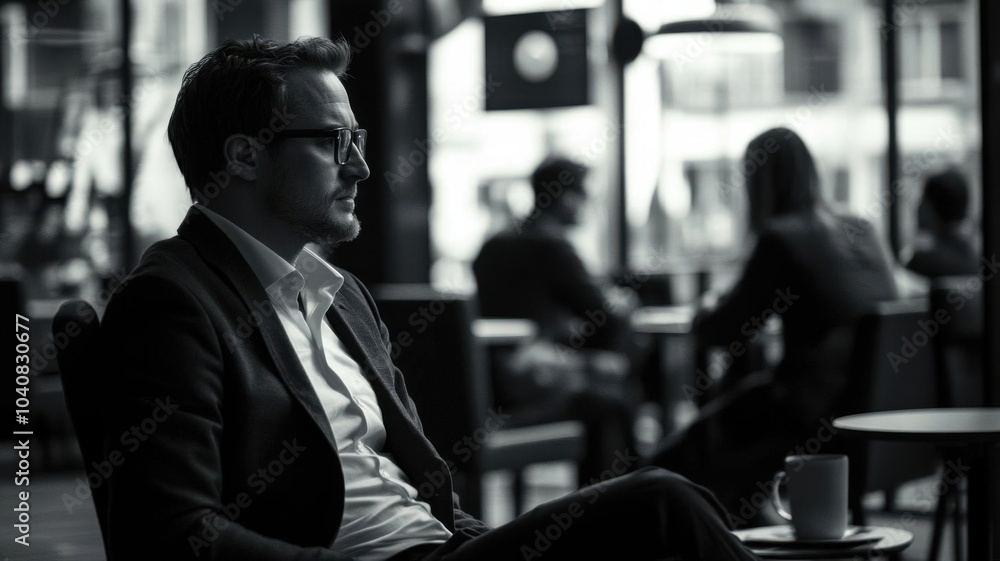 A professional feeling isolated in the corporate world, sitting alone in an office while others interact A professional feeling isolated in the corporate world, sitting alone in an office while others interact