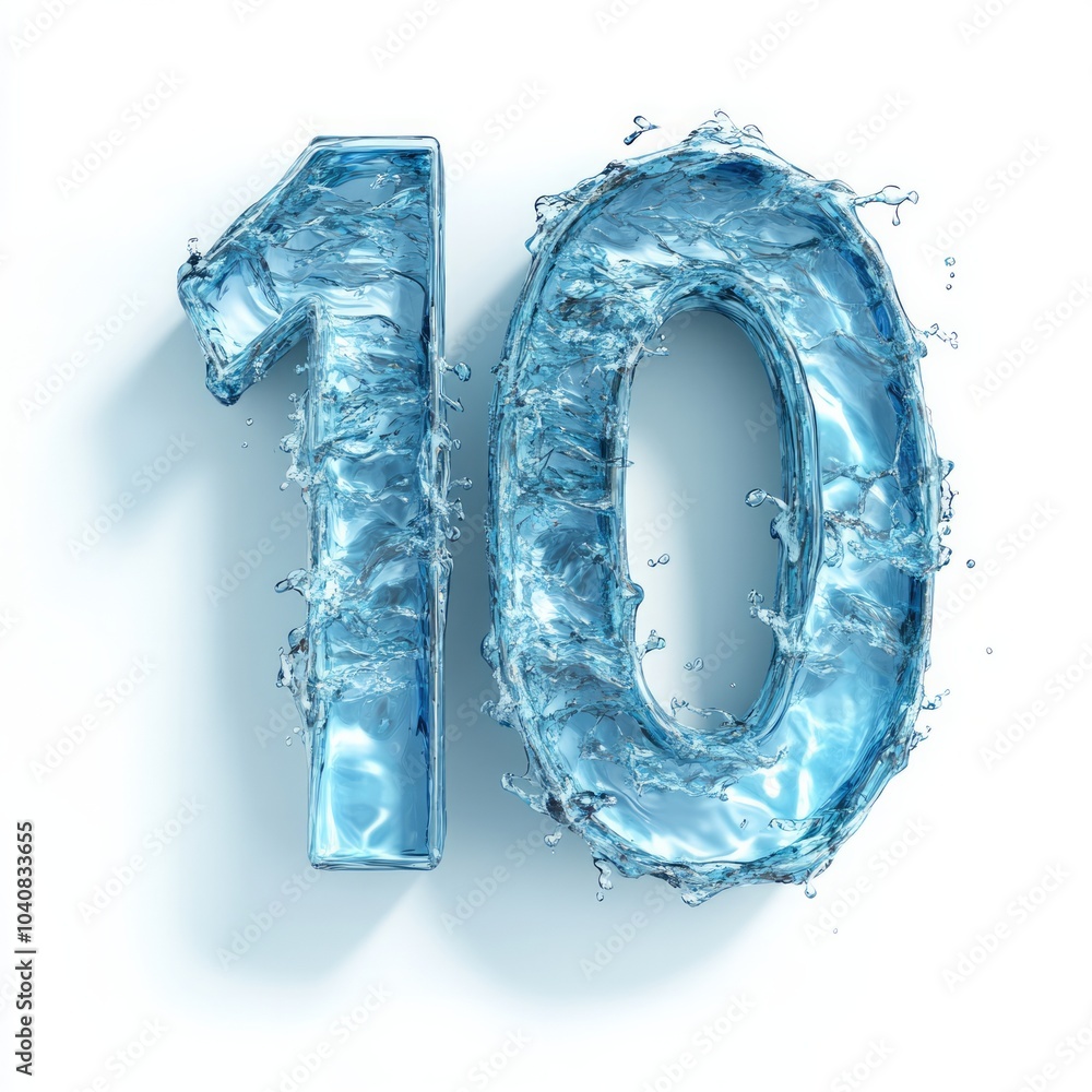 big solid number 10 water style. 3d vector on white background big solid number 10 water style. 3d vector on white background