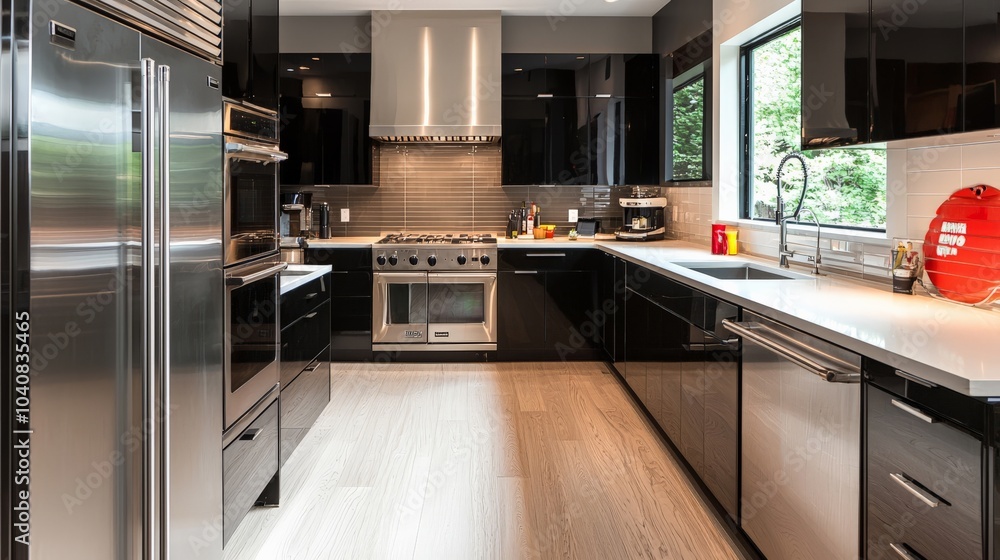 Modern kitchen design with sleek cabinets and stainless steel appliances Modern kitchen design with sleek cabinets and stainless steel appliances
