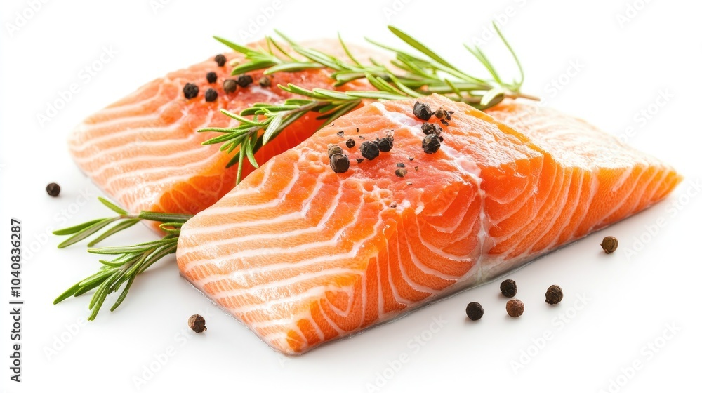 Fresh Salmon Fillet Isolated on White Background Fresh Salmon Fillet Isolated on White Background