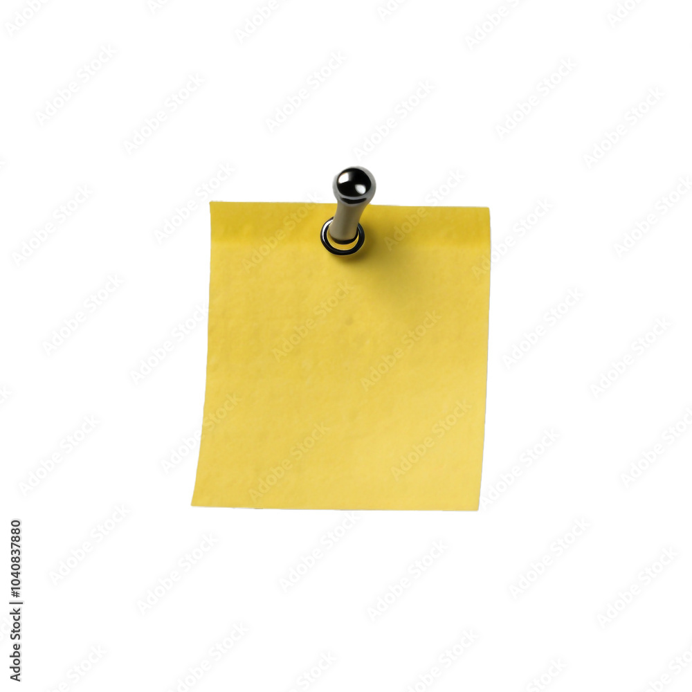 Yellow Sticky Note with a Pin Isolated on Transparent Background Yellow Sticky Note with a Pin Isolated on Transparent Background