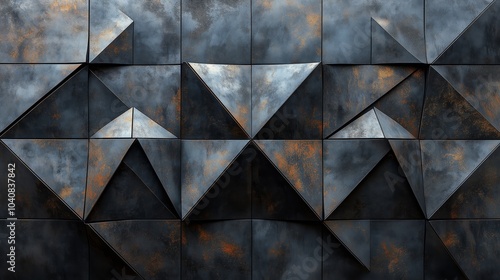 Wallpaper Mural A textured wall made of dark gray metal triangles, with a metallic sheen and an industrial look Torontodigital.ca