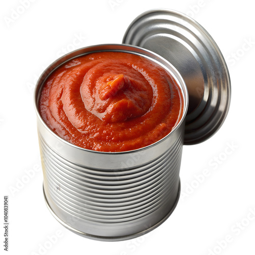 open can with tomato paste isolated on transparent background