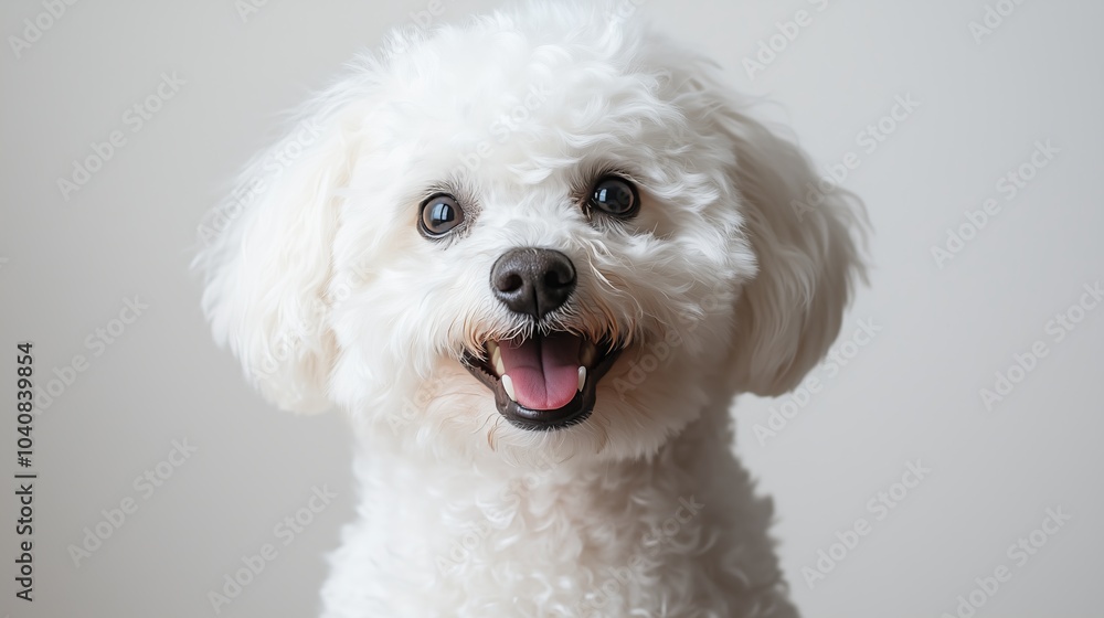 portrait of a happy smiling Maltese dog on a white background