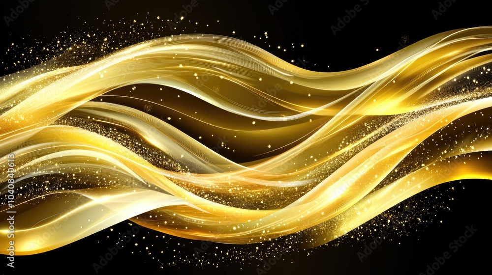 Glowing Gold Waves with Vibrant Lines Glowing Gold Waves with Vibrant Lines