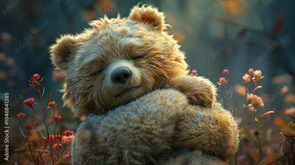 Adorable Bear Cub Sleeping in a Forest Adorable Bear Cub Sleeping in a Forest