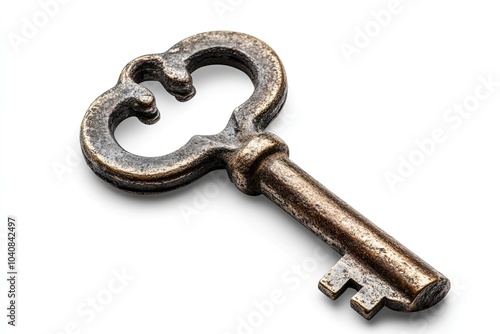 Old key isolated on white background with clipping path