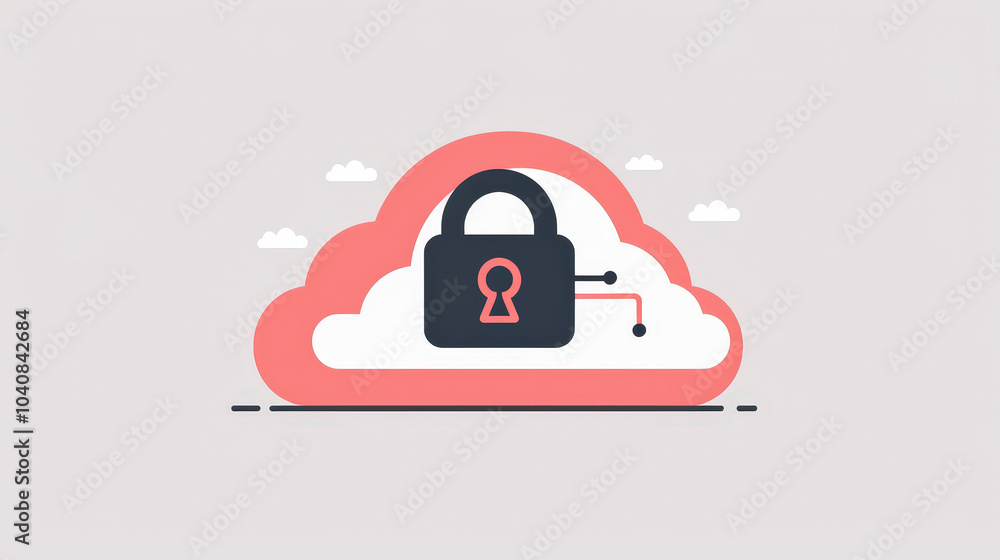 Fototapeta premium Secure cloud storage with padlock symbolizing data protection and privacy. image conveys sense of safety and reliability in digital services