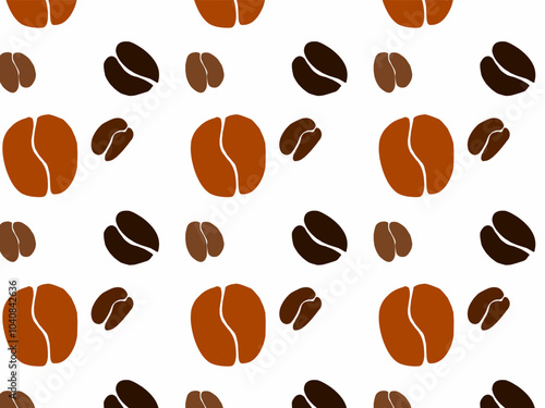 Seamless pattern of newly fresh roasted coffee beans. Coffee beans pattern background. 