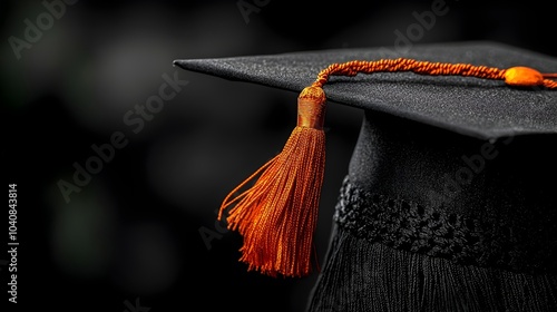 Graduation cap with tassel swaying gently in the air providing empty space for text or design elements  Conceptual image representing academic achievement milestone and new opportunities