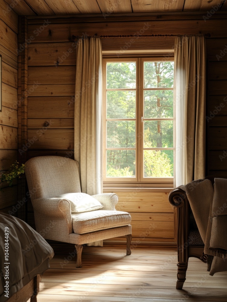 Fototapeta premium Cozy Cabin Bedroom