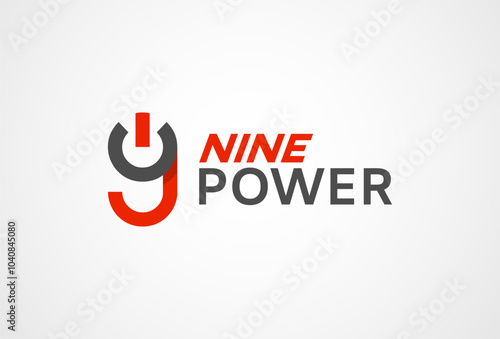 number 9 Power Button Logo. number nine with power button combination. Flat style Logo Design Template element. vector illustration