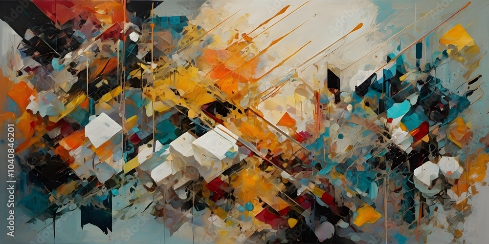 Fototapeta premium Glitching Emotion: Abstract Expressionism Meets Geometry