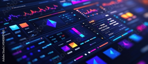 A close-up of a computer screen displaying a variety of graphs, charts, and data.