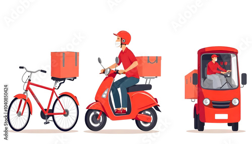 red wear courier delivery illustration