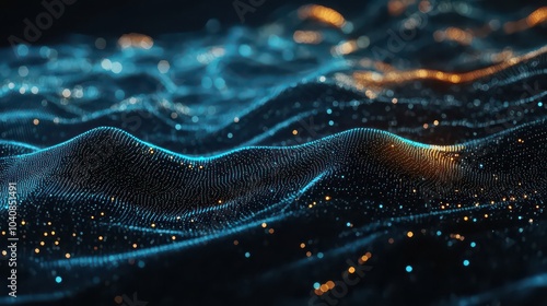 Big data visualization. Futuristic network or business analytics. Structuring the flow of information. Data analytics concept. Sorting a large amount of data on a dark background. 
