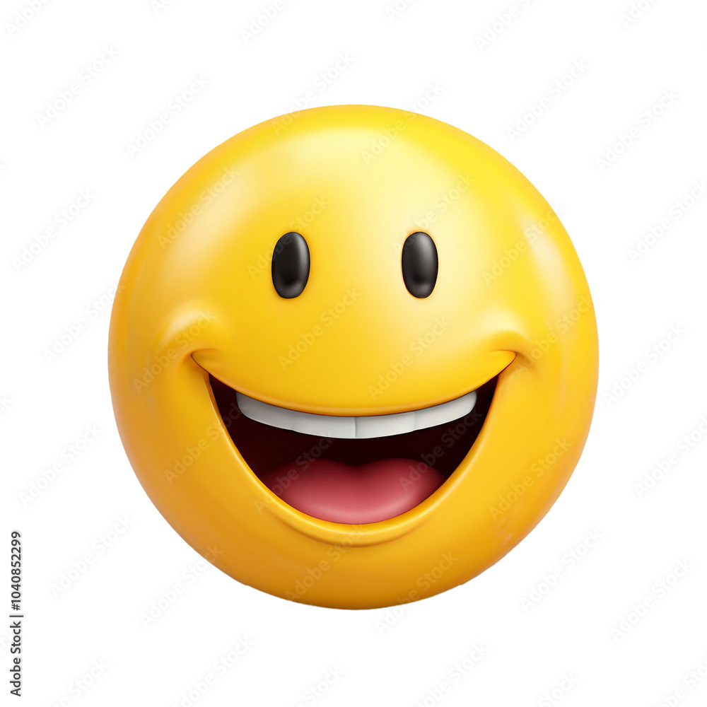 Fototapeta premium Grinning Face Emoji in 3D Style Isolated on Transparent Background