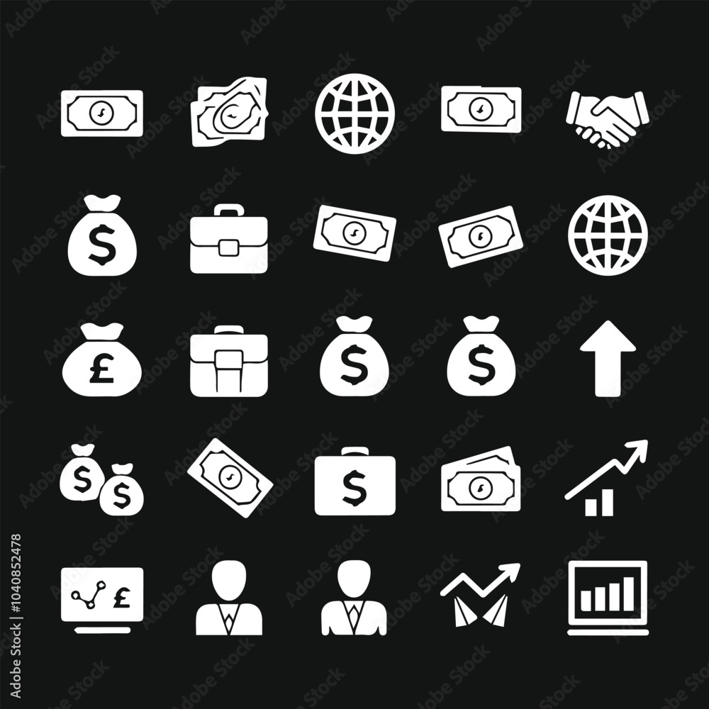 Finance and banking icon set illustration. Generative Ai Finance and banking icon set illustration. Generative Ai