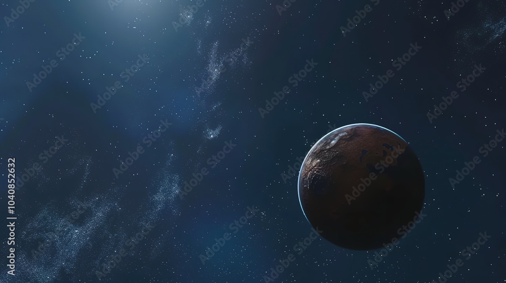 Obraz premium Planetary Background in the Deep Blue Universe - a stunning and cosmic visual. The deep blue hues and celestial elements create an awe-inspiring scene