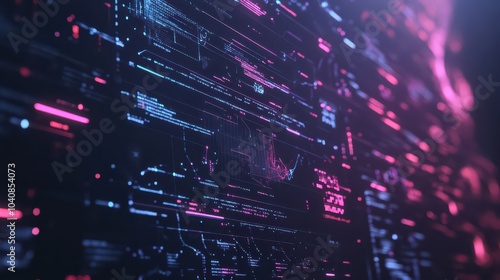 Big data visualization. Futuristic network or business analytics. Structuring the flow of information. Data analytics concept. Sorting a large amount of data on a dark background.