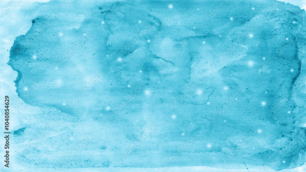 Obraz premium Light blue cyan agua white abstract watercolor water. Art background. Sky cloud snow snowflake star winter frost ice blizzard storm. Christmas Xmas New Year December. Blank template design.