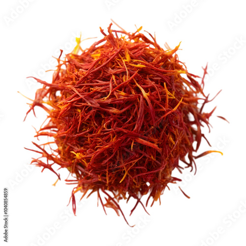 saffron leave top view isolated on transparent background