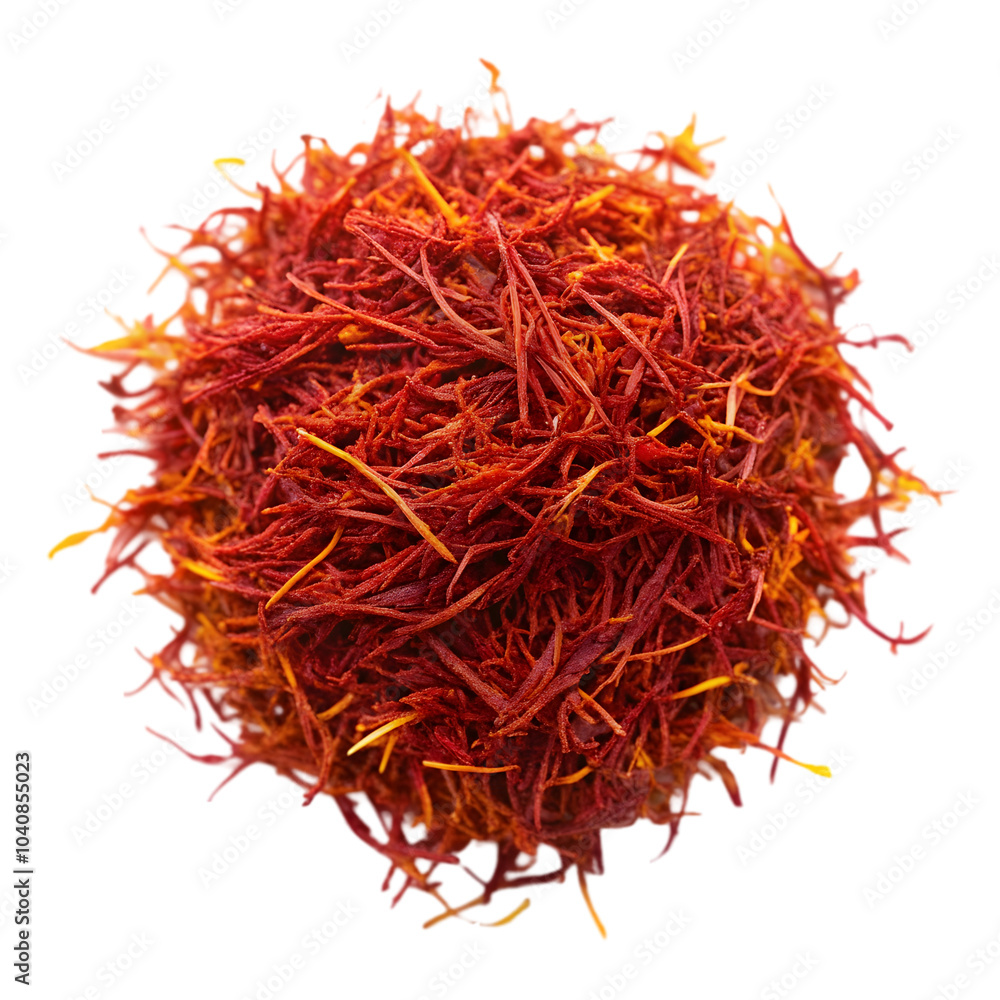 Fototapeta premium saffron leave top view isolated on transparent background