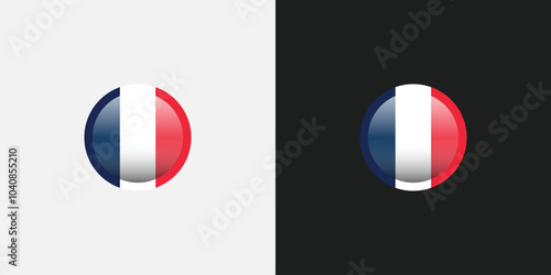 France Circle Flag Round National Flag