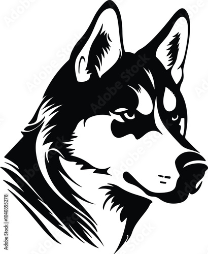 Black silhouette of Siberian husky head