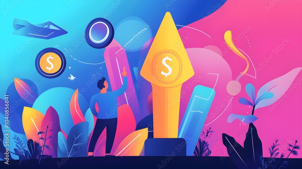 Man Reaching for Financial Success and Growth Man Reaching for Financial Success and Growth