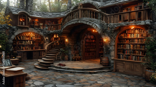 Enchanted Woodland Library - 3D Illustration